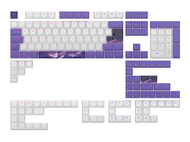 Капачки за механична клавиатура Dark Project - Violet Horizons PBT - ANSI & ISO 