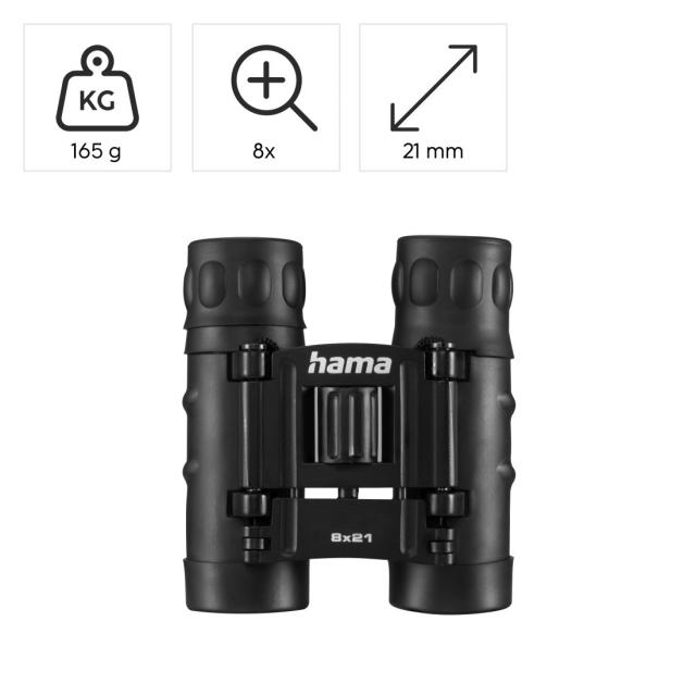 Hama “Vision” Binoculars, 8x21, Roof, BK7, with Focussing Wheel 