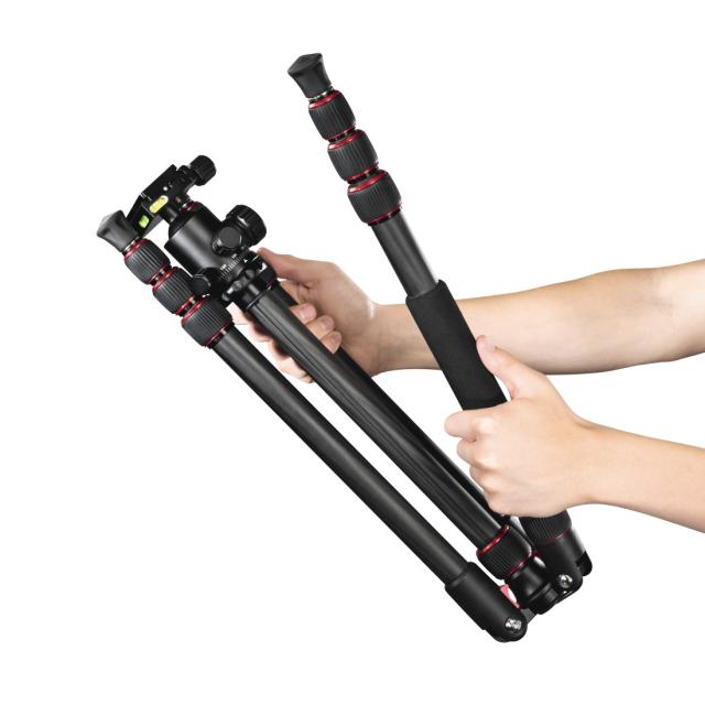 Hama "Ramble II Duo Carbon" travel tripod for camera and mobile phone, 160cm 