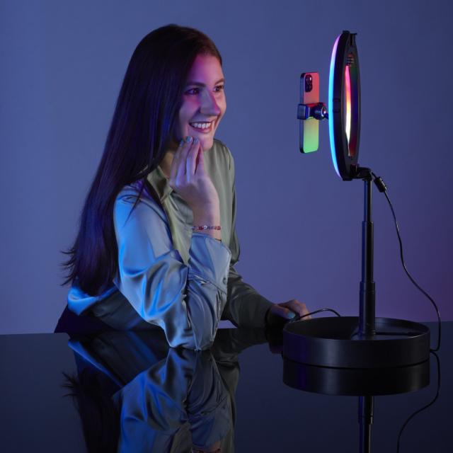 Hama "SpotLight FoldUp RGB 102" LED-RGB Ring Light, Smartphone Kit, Folding 