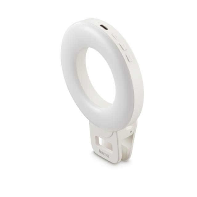 Hama "ToGo" LED Ring Light, Clip-on Ring Light f Mobile Phone, Chargeable, 3 Mod 