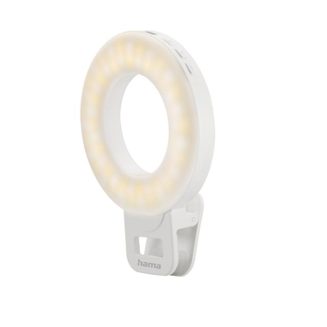 Hama "ToGo" LED Ring Light, Clip-on Ring Light f Mobile Phone, Chargeable, 3 Mod 