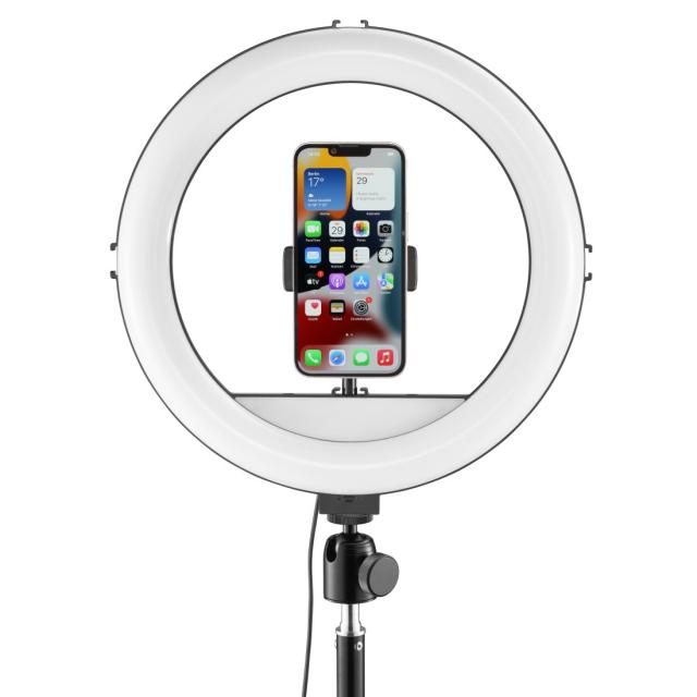 Hama "SpotLight Steady 120 III" LED Ring Light, Ring Light Tripod for Mobile Pho 