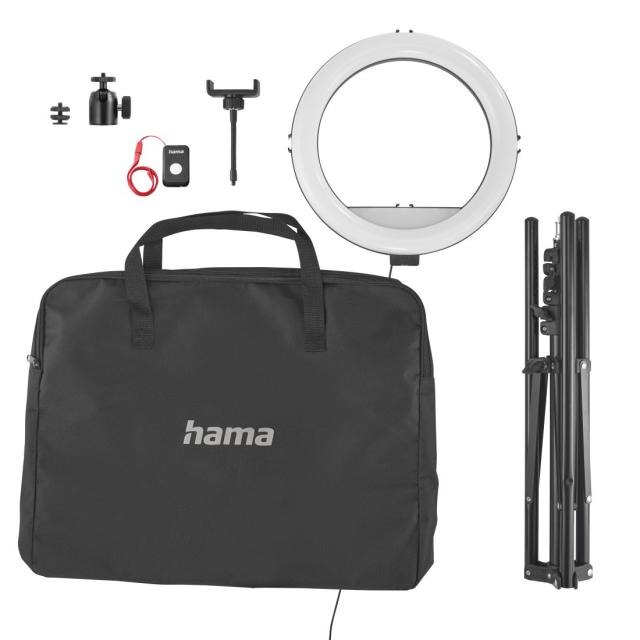 Hama "SpotLight Steady 120 III" LED Ring Light, Ring Light Tripod for Mobile Pho 