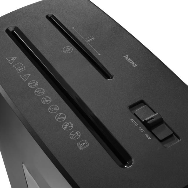 Hama “Prime M50CD-B” Document Shredder, Shredder with Security Level P5 T2 E2 O1, black 