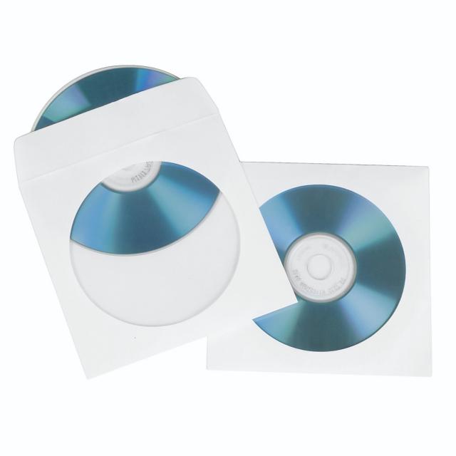 Hama CD/DVD Protective Paper Sleeves, white, pack of 100 