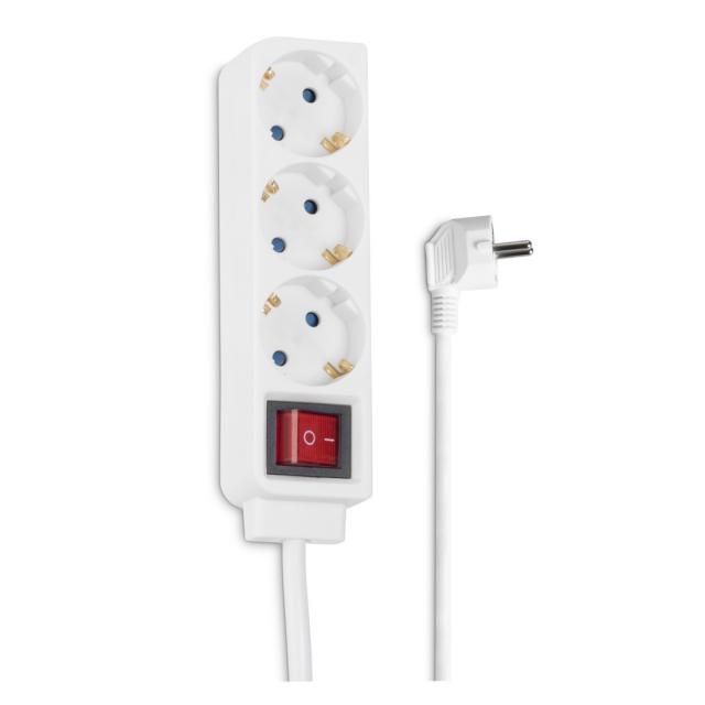 Hama Power Strip, 3-Way, with Switch, 1.4 m, white 