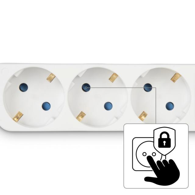 Hama Power Strip, 3-Way, with Switch, 1.4 m, white 