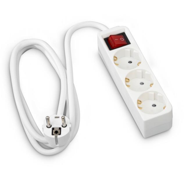 Hama Power Strip, 3-Way, with Switch, 1.4 m, white 