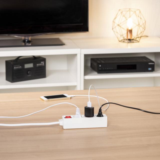 Hama Power Strip, 3-Way, with Switch, 1.4 m, white 