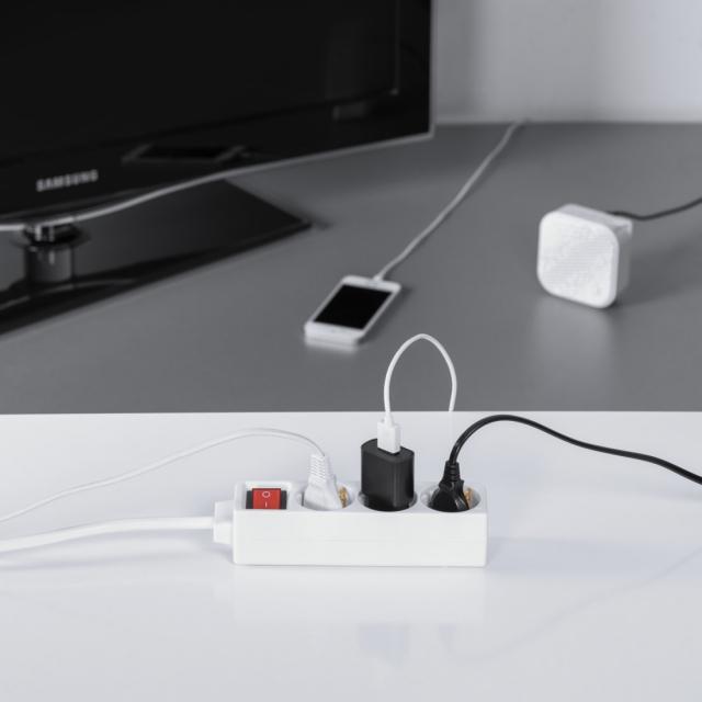 Hama Power Strip, 3-Way, with Switch, 1.4 m, white 