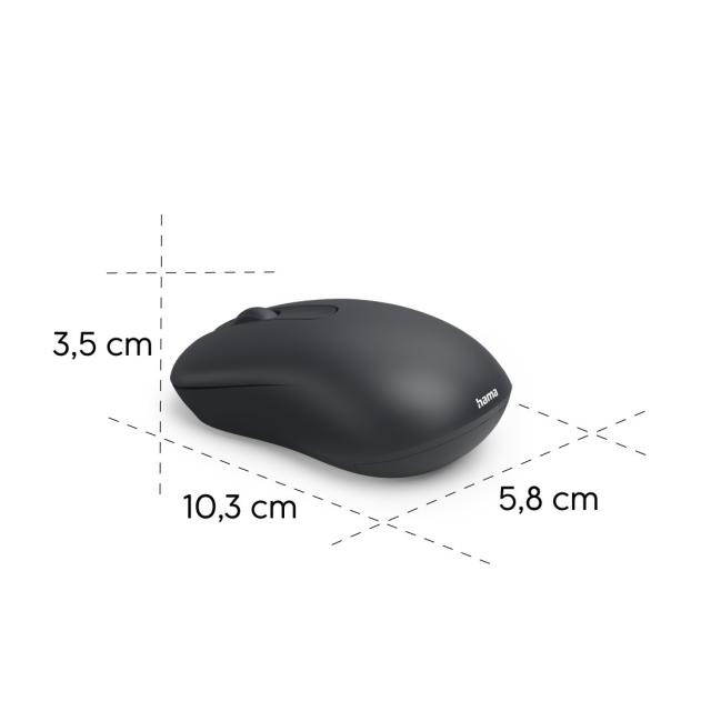 Hama “WM-100” Wireless Mouse, Cordless, Optical, 3 Buttons, W/O Click Noise, blk 