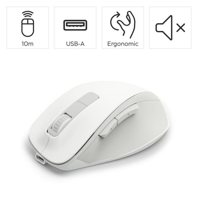 Hama “WM-500” Wireless Mouse, Ergonom., 6 Buttons, W/O Click Noise, Battery, wh 