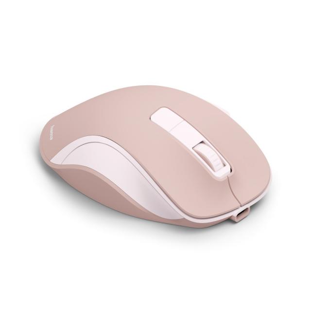 Hama “WM-500” Wireless Mouse, Ergonom., 6 Buttons, W/O Click Noise, Battery, pink 