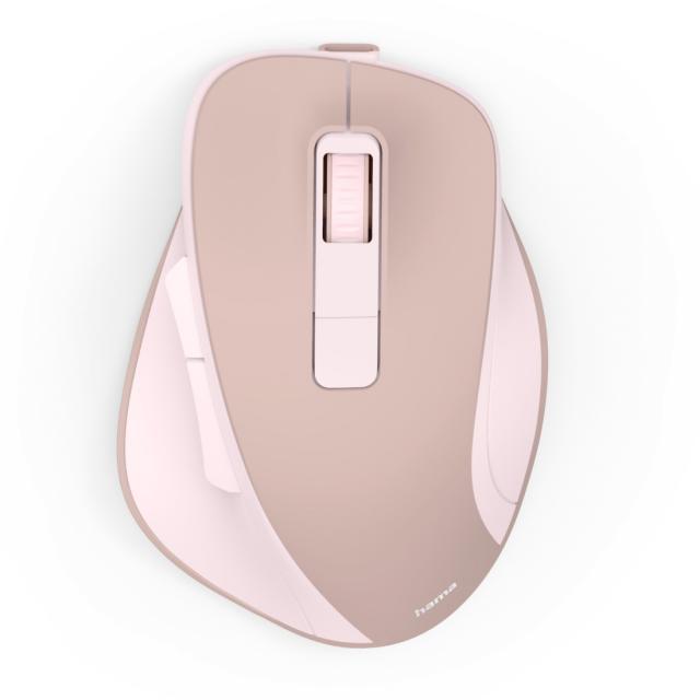 Hama “WM-500” Wireless Mouse, Ergonom., 6 Buttons, W/O Click Noise, Battery, pink 