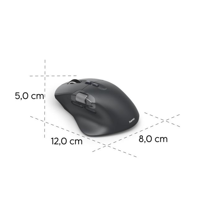 Hama “WM-900” Multi-Device Mouse, Ergonom., Radio/Bluetooth®, Battery, RGB, blk 