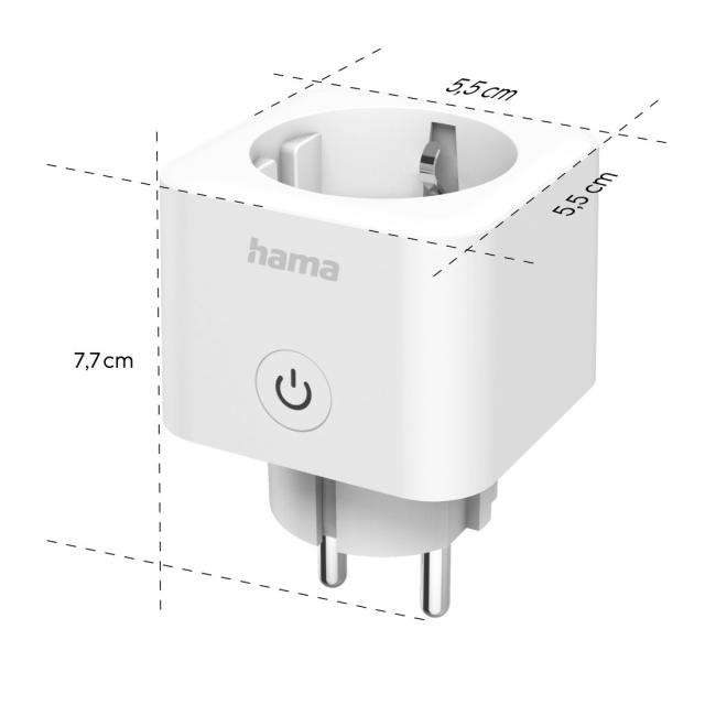 Hama Smart WLAN Socket, Matter, Voice and App-Controlled, Retrofittable, 3680 W 