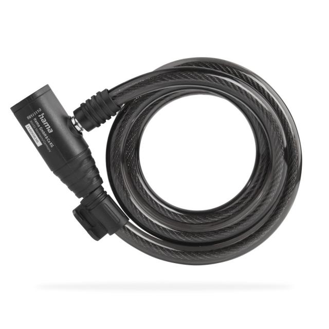 Hama Bicycle Spiral Cable Lock, 120 cm, Black 
