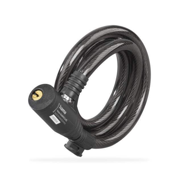 Hama Bicycle Spiral Cable Lock, 120 cm, Black 