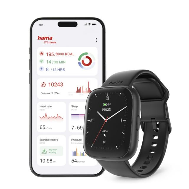 Hama “4000” Smart Watch, Phone Function, Sleep Analysis, Waterproof, 46 mm, blk 