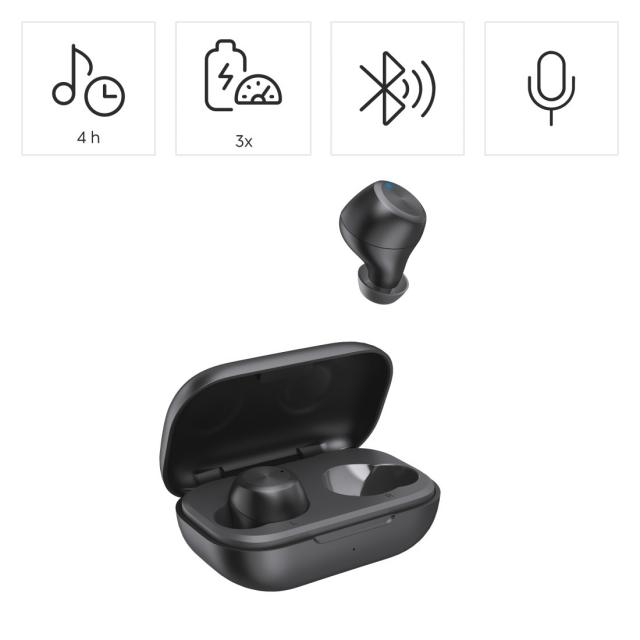 Hama “Spirit Chop II” Bluetooth® Headphones, TWS, In-Ear, Equaliser, black 