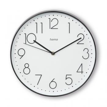 Hama "Corsica" Wall Clock, Ø 30 cm, No Ticking, black/white