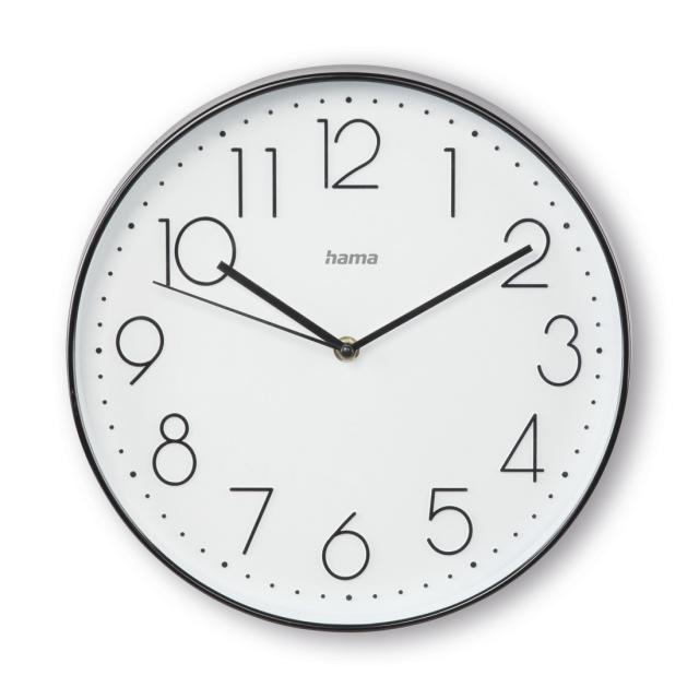 Hama "Corsica" Wall Clock, Ø 30 cm, No Ticking, black/white 