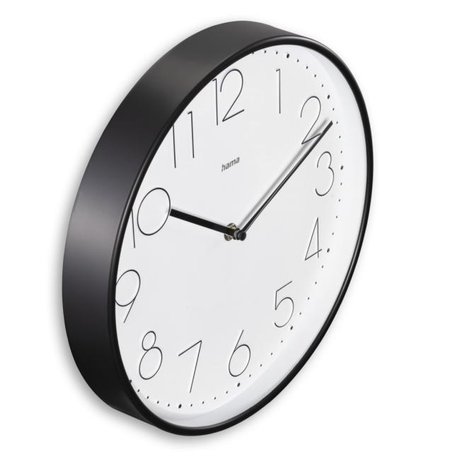 Hama "Corsica" Wall Clock, Ø 30 cm, No Ticking, black/white 