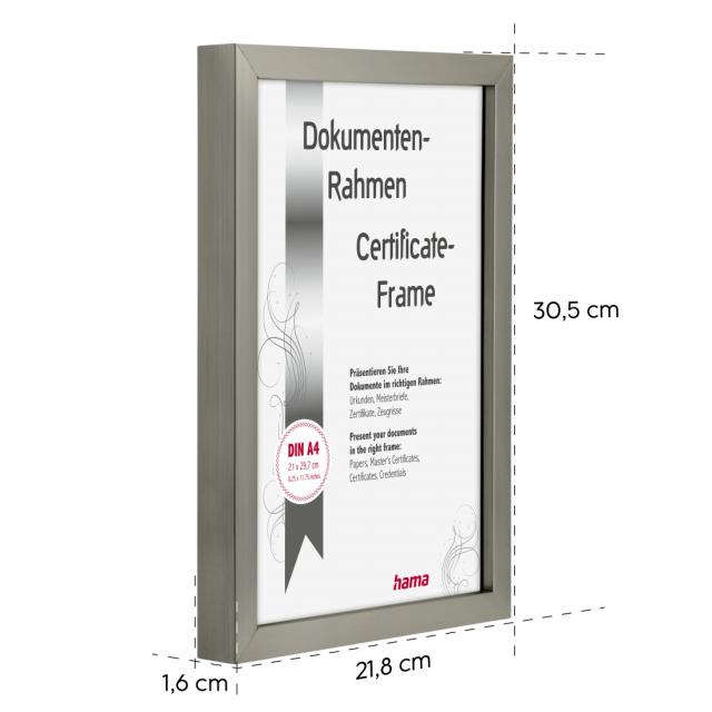 Hama “Chiaro” Plastic Frame, steel, 21 x 29.7 cm, DIN A4 
