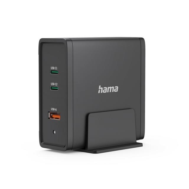 HAMA Зарядна станция 140W, USB-C, 3 порта, GaN, Power Delivery (PD) 