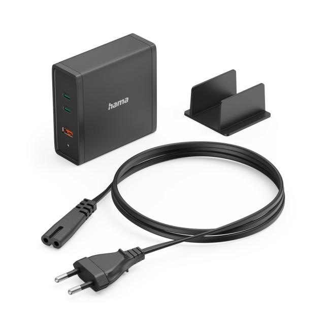 HAMA Зарядна станция 140W, USB-C, 3 порта, GaN, Power Delivery (PD) 