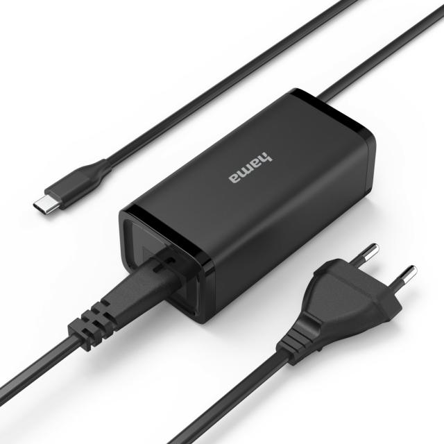 HAMA Универсално захранване за лаптоп, USB-C, Gan, (PD), 5-20V/100W 