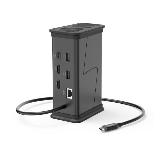 Hama "Connect2Office Black" USB-C Hub, 9 Ports, 2x HDMI™, USB-A, USB-C, LAN 