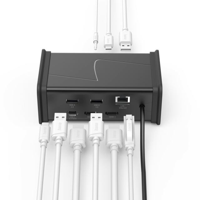 Hama "Connect2Office Black" USB-C Hub, 9 Ports, 2x HDMI™, USB-A, USB-C, LAN 