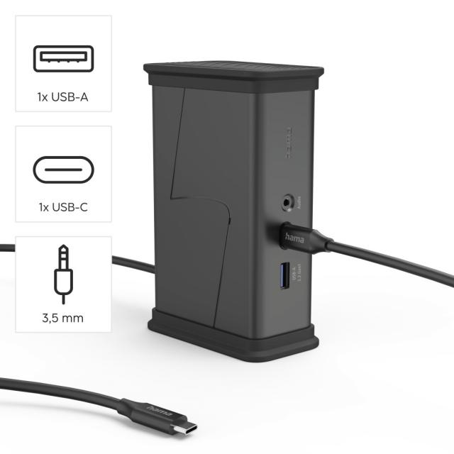 Hama "Connect2Office Black" USB-C Hub, 9 Ports, 2x HDMI™, USB-A, USB-C, LAN 