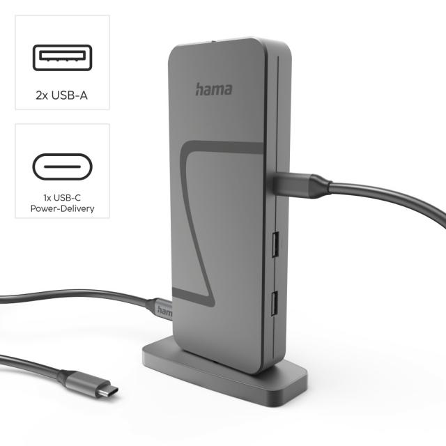 Hama "Connect2Office Speed" USB4 Docking Station, USB-C, PD, 40 Gbit/s, 10 Ports 