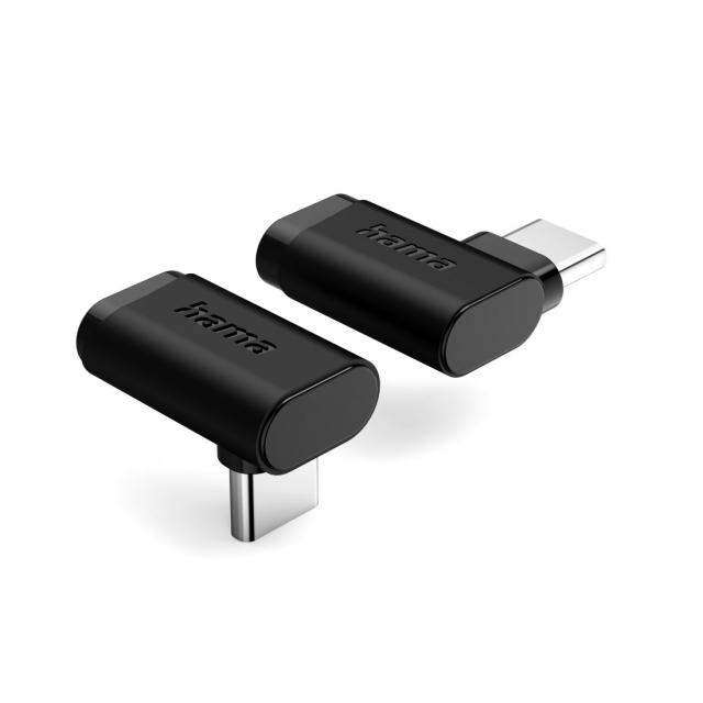 Hama 90°C USB-C Angled Adapter, USB 3.2 Gen2, 10 Gbit/s, 5 A, 240 W, Set of 2 