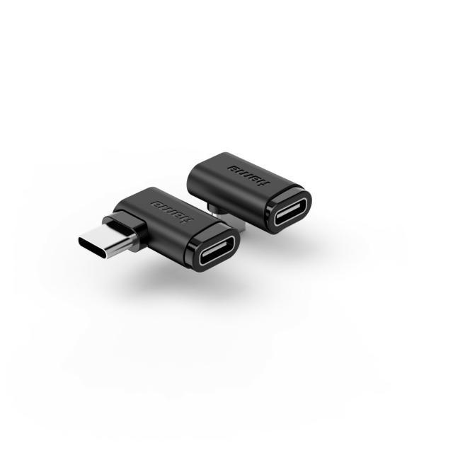 Hama 90°C USB-C Angled Adapter, USB 3.2 Gen2, 10 Gbit/s, 5 A, 240 W, Set of 2 