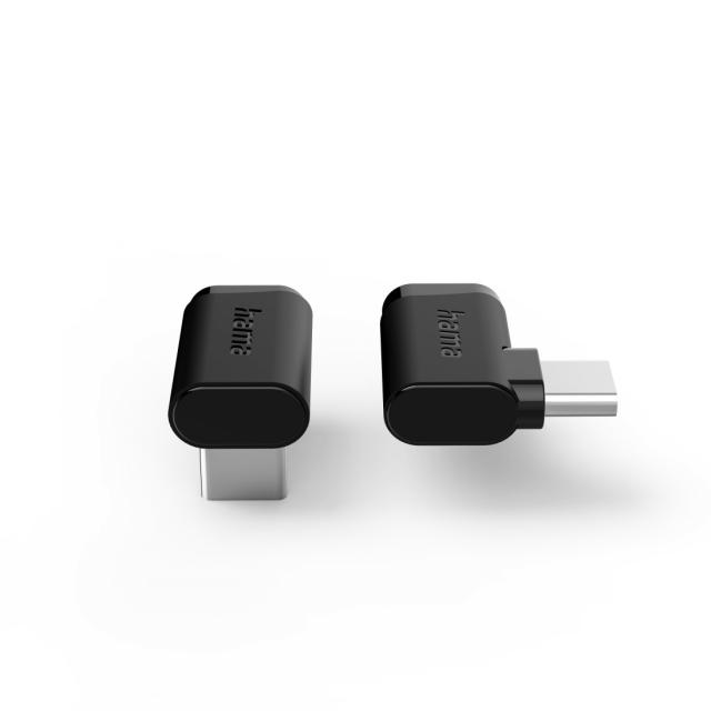 Hama 90°C USB-C Angled Adapter, USB 3.2 Gen2, 10 Gbit/s, 5 A, 240 W, Set of 2 