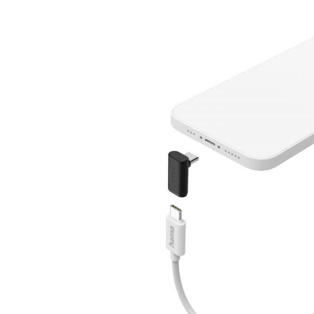 Hama 90°C USB-C Angled Adapter, USB 3.2 Gen2, 10 Gbit/s, 5 A, 240 W, Set of 2 