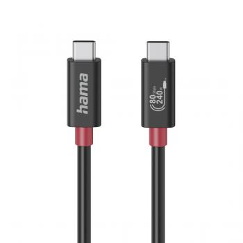 HAMA Кабел USB-C еMarker, USB 4 Gen 4, 80 Gbit/s, 1 м, 5 A, 240 W ,черен