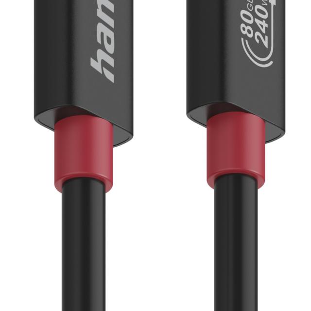 HAMA Кабел USB-C еMarker, USB 4 Gen 4, 80 Gbit/s, 1 м, 5 A, 240 W ,черен 