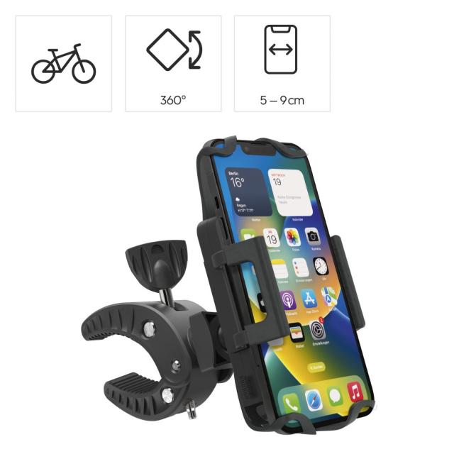Hama "Strong" Bicycle Mobile Phone Holder, 360-degree Rotation, Univers. for Sma 
