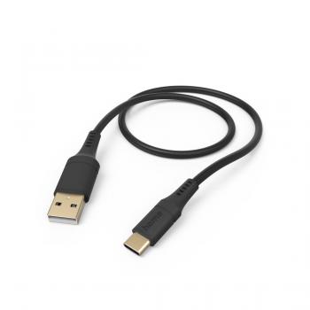 Hama "Flexible" Charging Cable, USB-А - USB-C, 1.5 m, Silicone, black