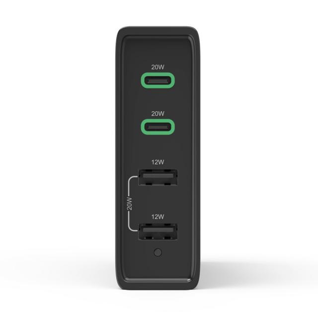 HAMA Зарядна станция 4 порта, 60W, 2 x USB-C, 2 x USB-A, PD, Fast Charge 