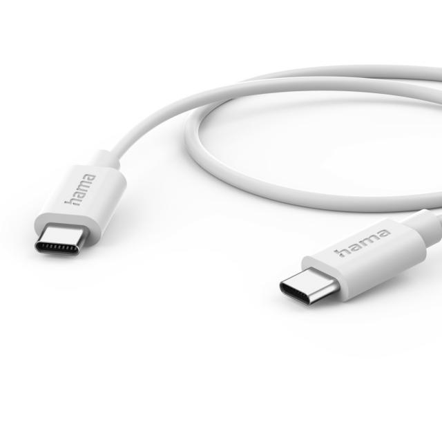 HAMA Комплект бързо мини зарядно с USB-C кабел за зареждане, PD, 20W, 1 м, бяло 