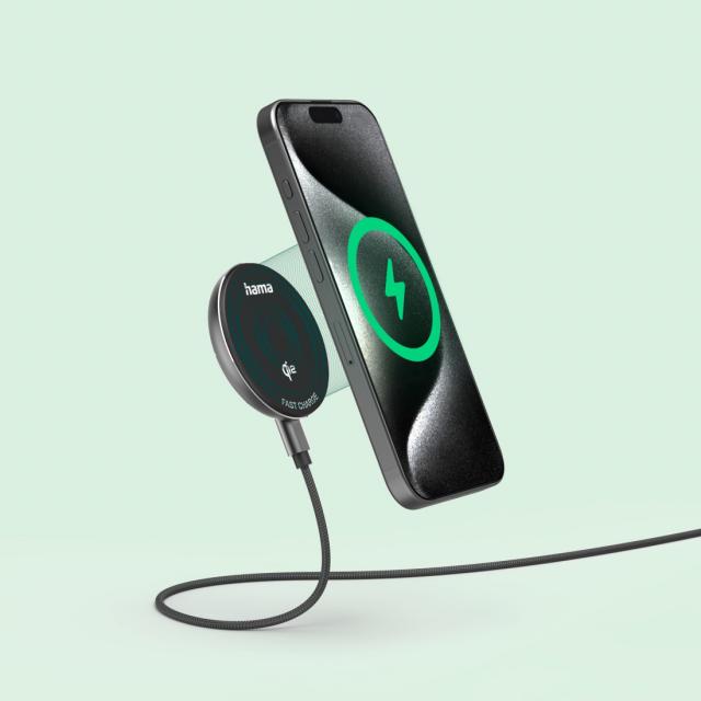 Hama Wireless Qi2 charger, inductive fast charging at the desk etc., 15 W 