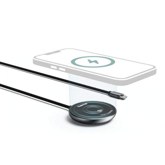 Hama Wireless Qi2 charger, inductive fast charging at the desk etc., 15 W 