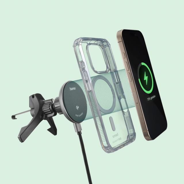 Hama Wireless Qi2 Charger, Inductive Fast Charging in the Car, 15 W, black 