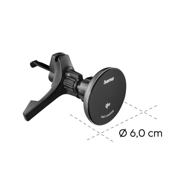 Hama Wireless Qi2 Charger, Inductive Fast Charging in the Car, 15 W, black 